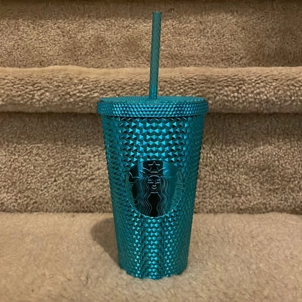 NWT STARBUCKS 16oz tumbler aqua blue with spikes